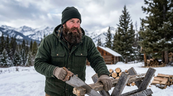 Natural beard dye for men working outdoors in cold, windy conditions