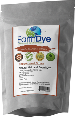 EarthDye Copper Head Brown hair dye package on a white background
