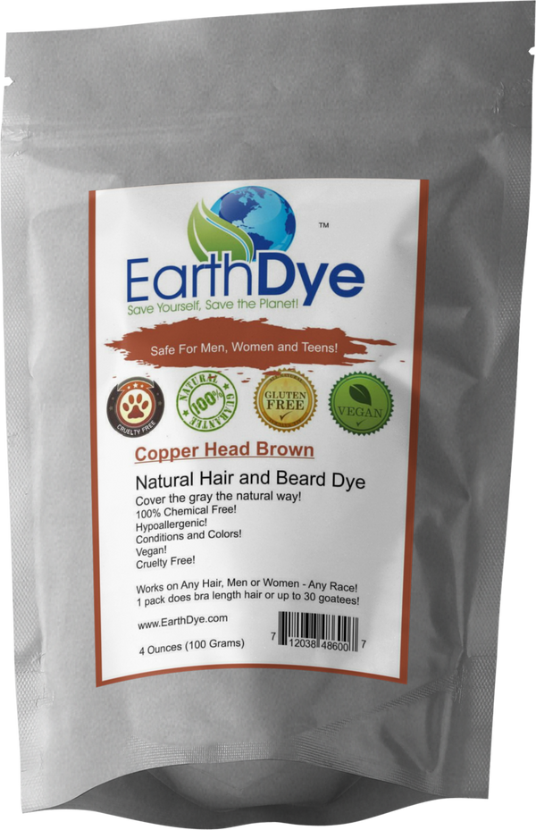 EarthDye Copper Head Brown hair dye package on a white background